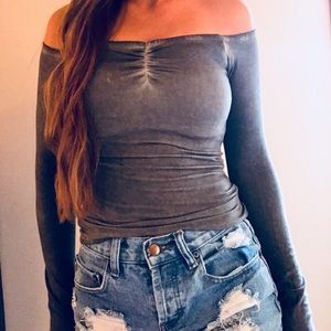 Cute off the shoulder gray top